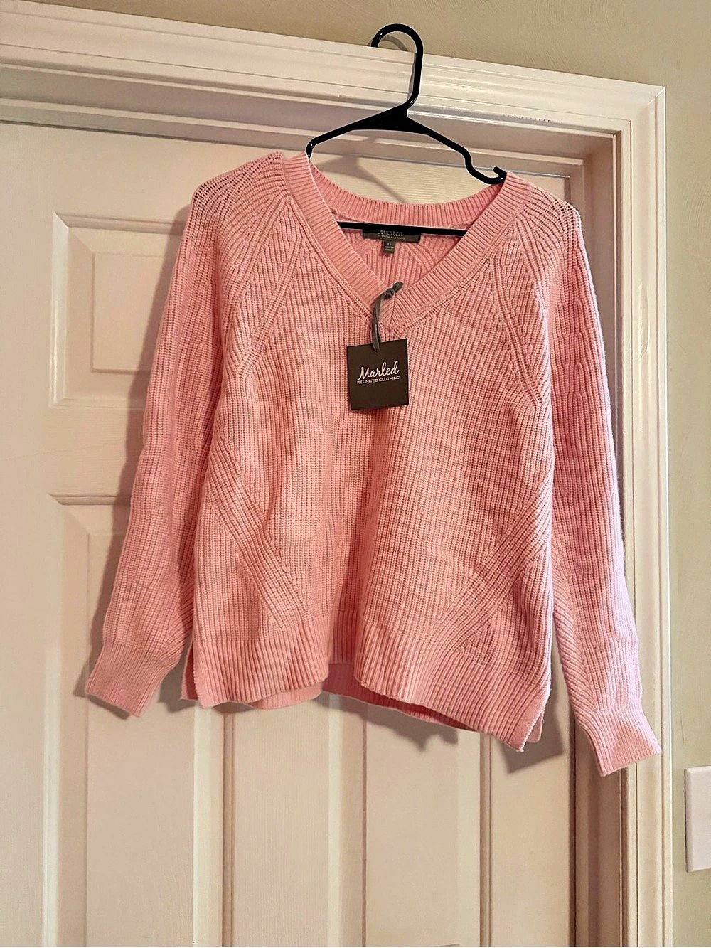 Marled Pink V-Neck Sweater Size XS NWT